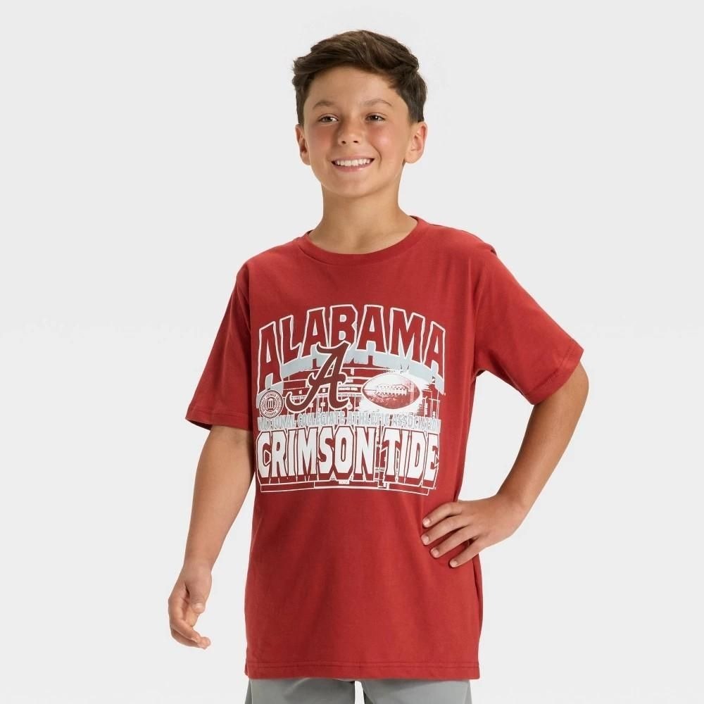 Boys' Alabama Crimson Tide Short Sleeve Oversized Graphic T-Shirt - Maroon S